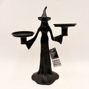 The Halloween Collection Witch Taper Pillar Candelabra Matte Black Aldi